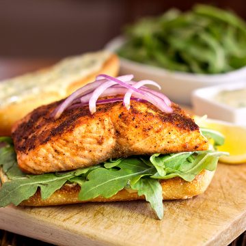 Open faced Cajun Salmon Sandwich | thecozyapron.com