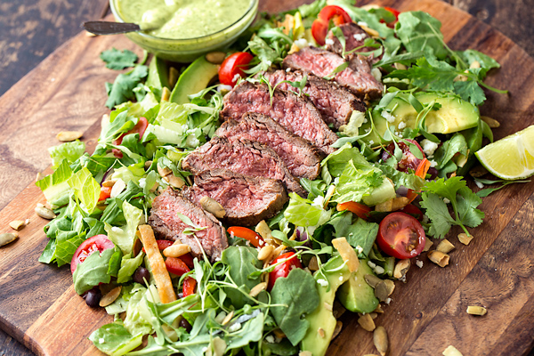 Steak Salad with Avocado-Cilantro Dressing