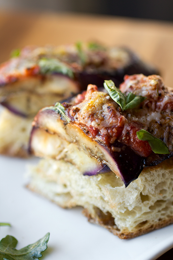 Grilled Eggplant Parmesan on Garlic Ciabatta | thecozyapron.com