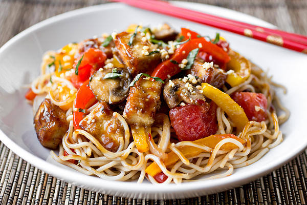 A Cozy Resolution: Not Missing A Meat With Thai-Style Crispy Tofu & Veg Over Noodles