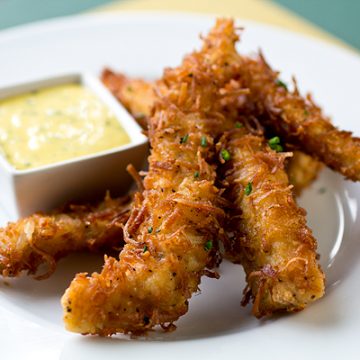 Coconut Crunch Chicken Strips | thecozyapron.com