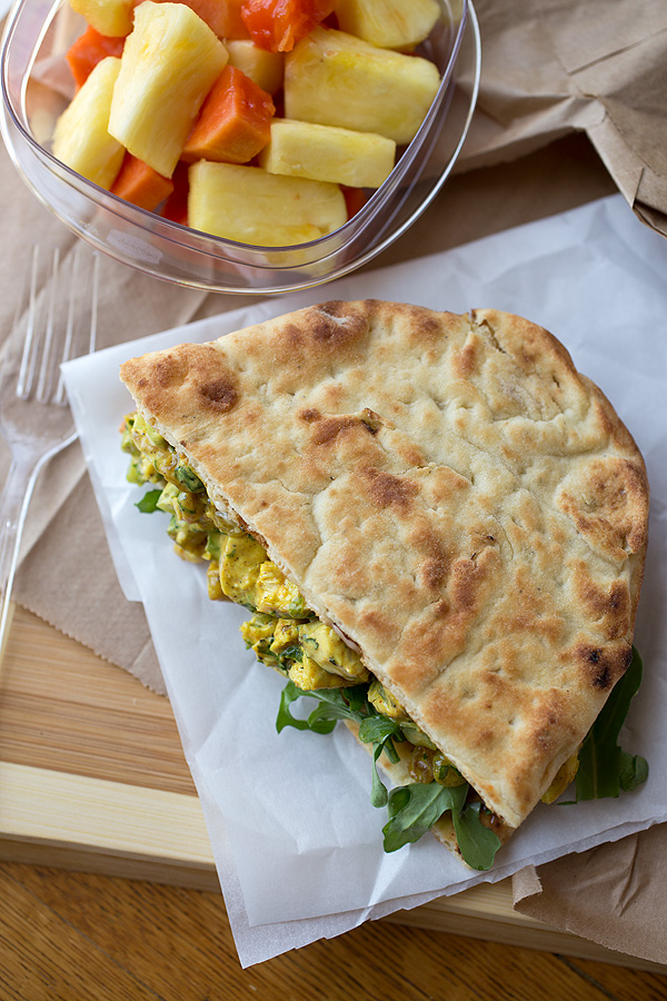 Curried Chicken Salad on Naan Bread | thecozyapron.com