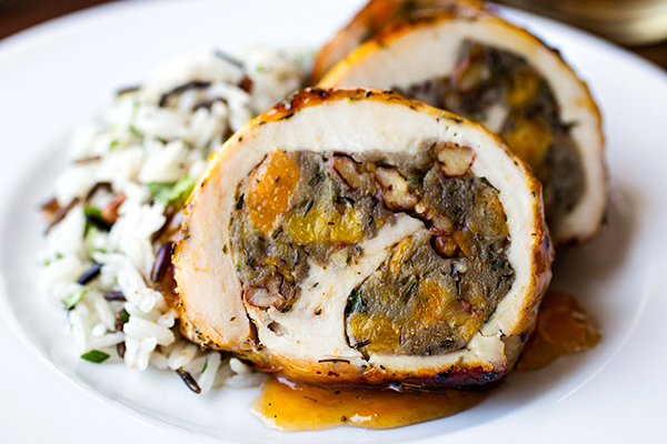 Chicken Roulade with Apricot Whiskey Glaze