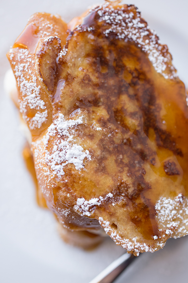 Caramel Apple French Toast with Warm Maple-Caramel Syrup | thecozyapron.com