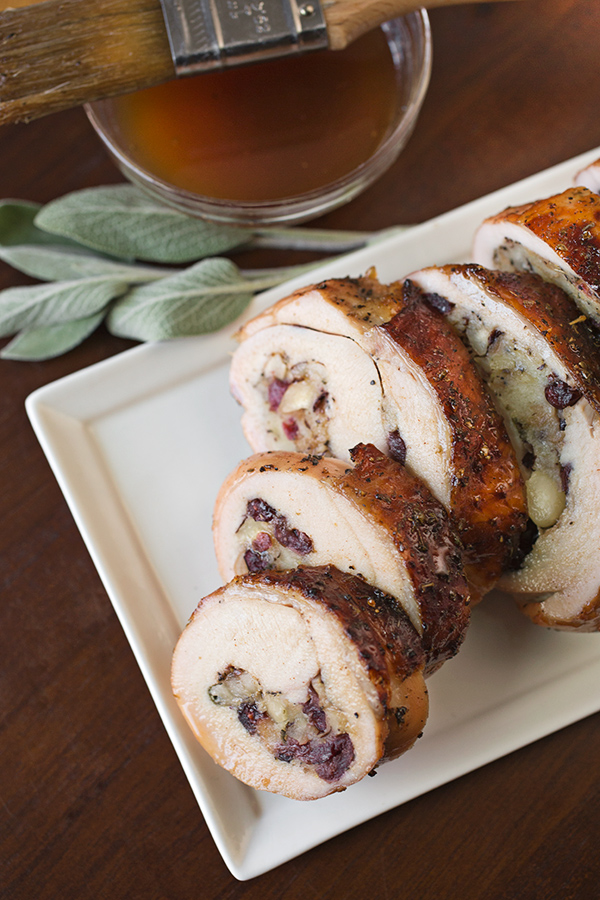 Turkey Roulade with Cranberry Hazelnut Stuffing | thecozyapron.com