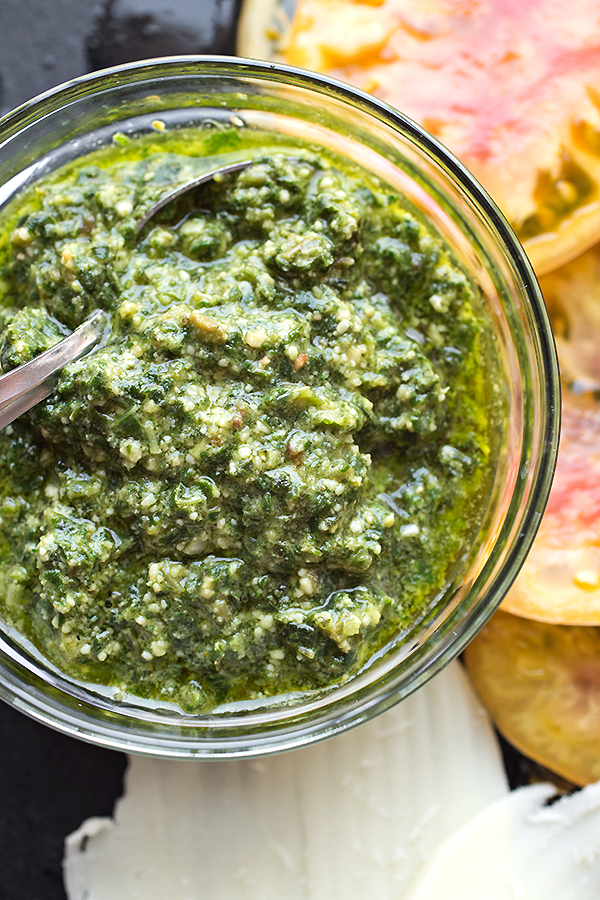 Homemade Pesto for Gourmet Grilled Cheese | thecozyapron.com