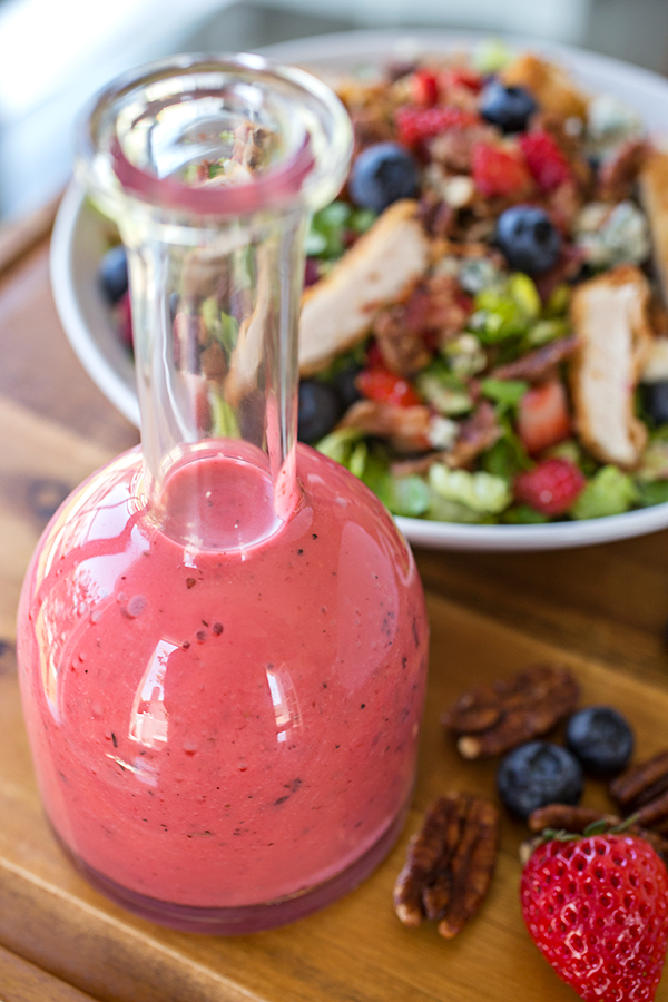 Raspberry Vinaigrette for Crispy Chicken Salad | thecozyapron.com
