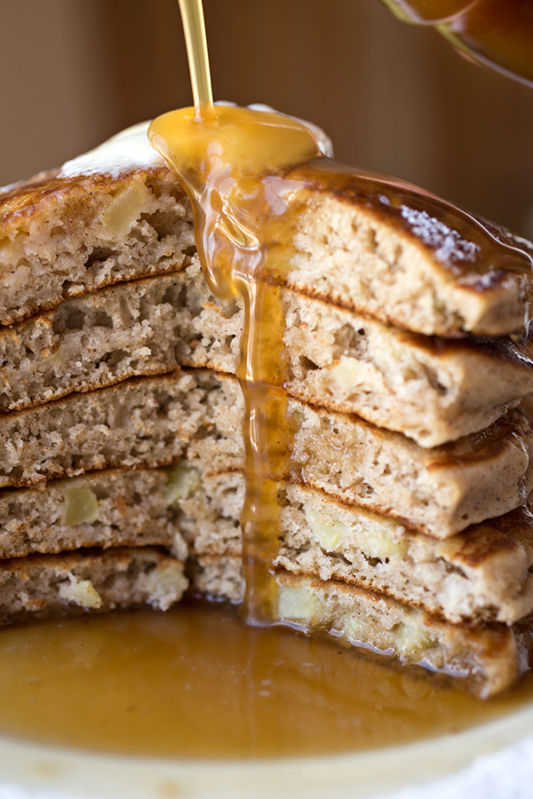 Apple Pancakes with Warm Cider Sryup | thecozyapron.com