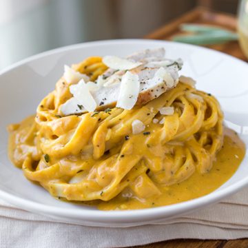 Pumpkin Cream Sauce Fettuccine | thecozyapron.com