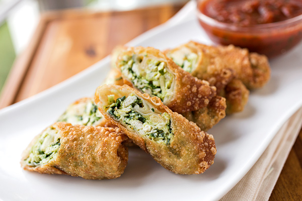 Chicken Egg Rolls with Spinach