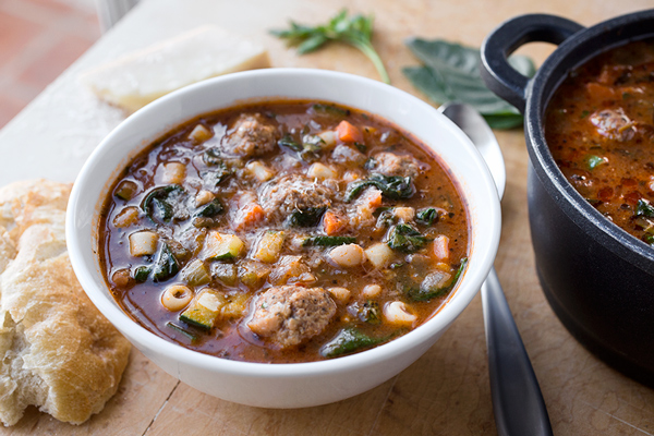 Minestrone Soup with Meatballs
