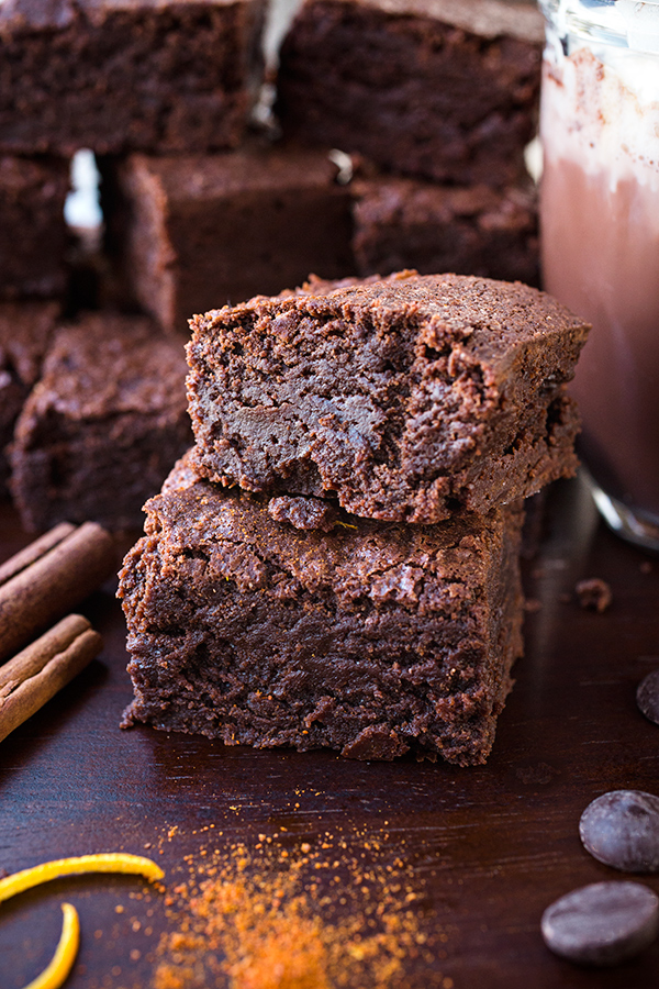 Stacked Mexican Hot Chocolate Brownies | thecozyapron.com