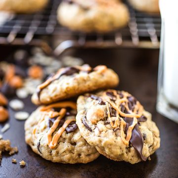 Oatmeal Scotchies with Chocolate Chips and a glass of milk | thecozyapron.com