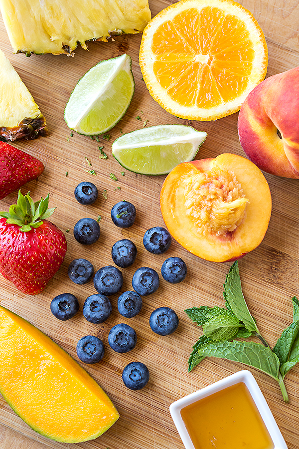 Rainbow Fruit Salad Ingredients | thecozyapron.com