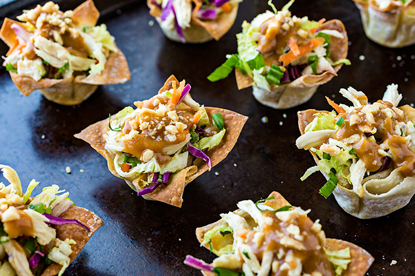 Thai Chicken Salad Wonton Cups