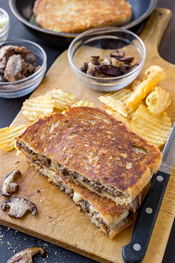 Steak and Mushroom Grilled Cheese | thecozyapron.com