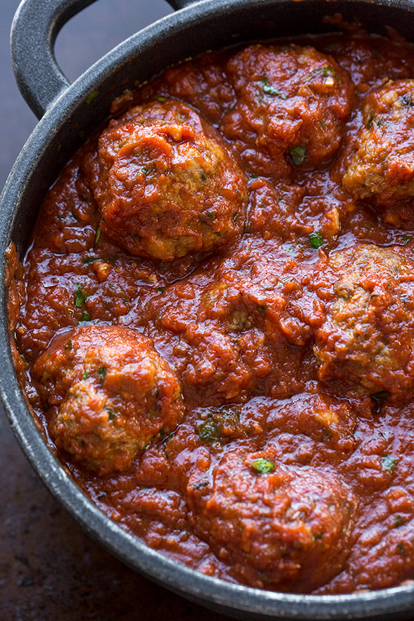 Meatballs in Marinara for Meatball Sandwich | thecozyapron.com