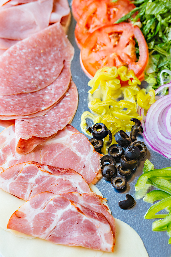 Ingredients for Italian Sub with Red Wine Vinaigrette | thecozyapron.com