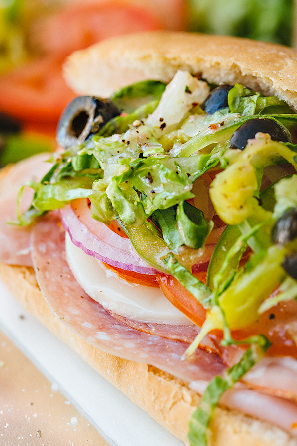 Italian Sub with Red Wine Vinaigrette | thecozyapron.com