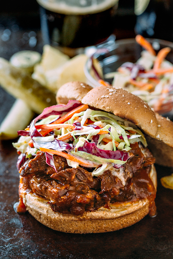 Short Rib Sandwich with Homemade Coleslaw | thecozyapron.com