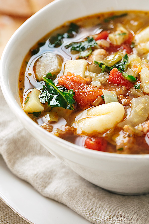 Italian Vegetable Soup with Spicy Sausage | thecozyapron.com