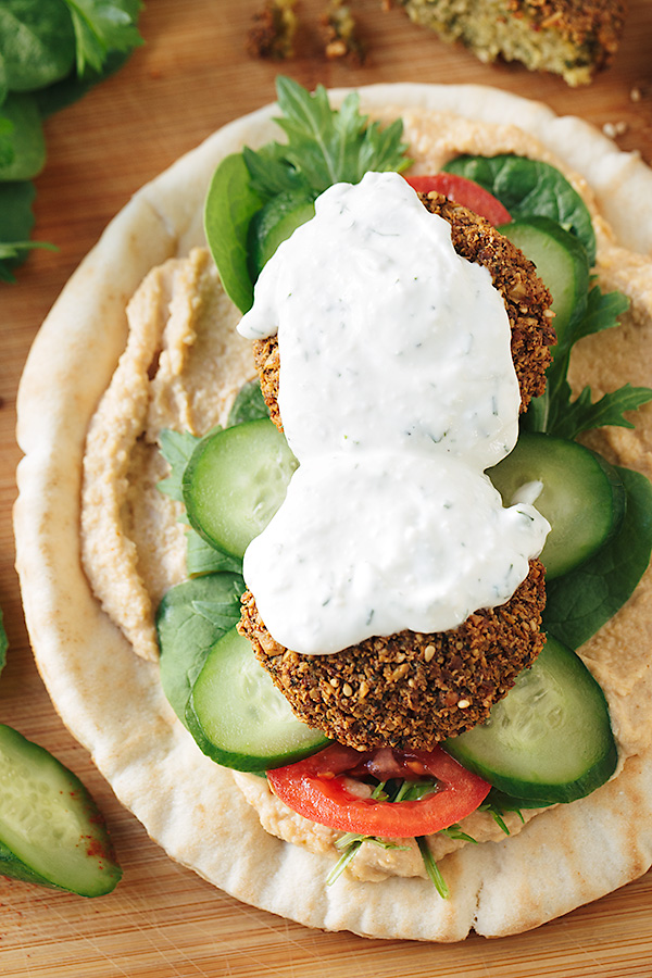Falafel Wrap with Lemon-Garlic Dill Sauce | thecozyapron.com