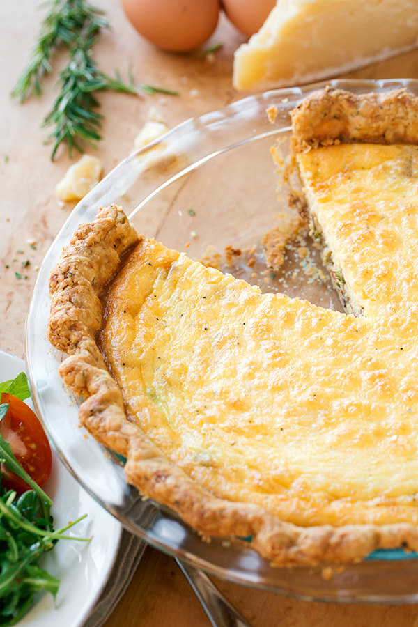 Asparagus Quiche in Pie Dish | thecozyapron.com