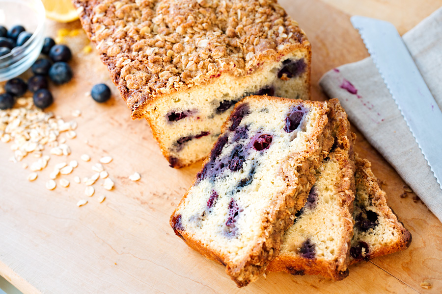 Blueberry Bread with Oat Streusel Topping