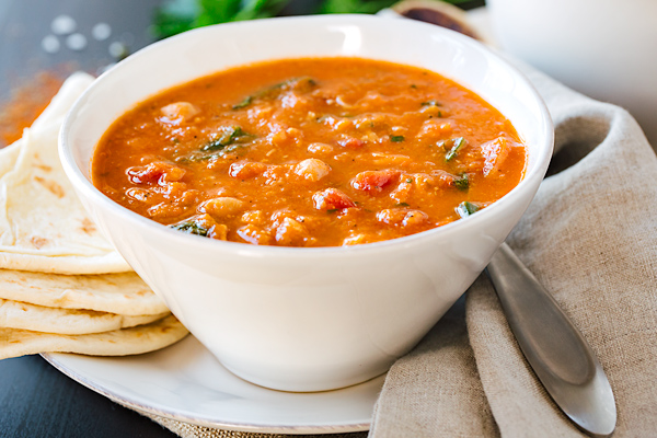 Chickpea Soup with Chicken and Spinach