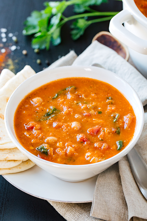 Chickpea Soup with Chicken and Spinach | thecozyapron.com