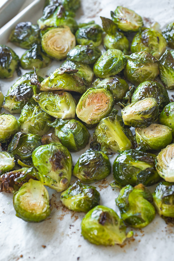 Roasted Brussels Sprouts on a Baking Sheet | thecozyapron.com