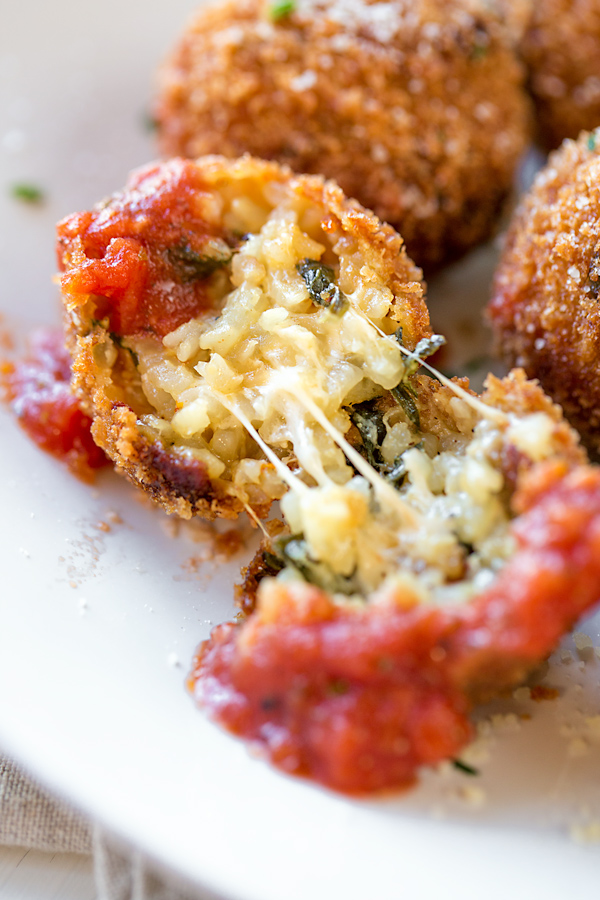 Opened Up Arancini with Mozzarella | thecozyapron.com