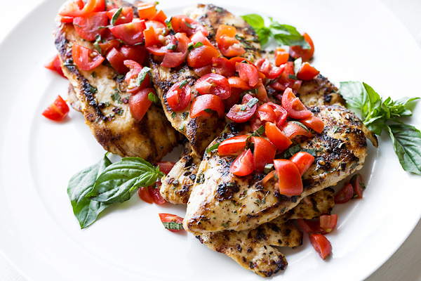 Grilled Chicken Breasts with Tomato-Basil Salsa