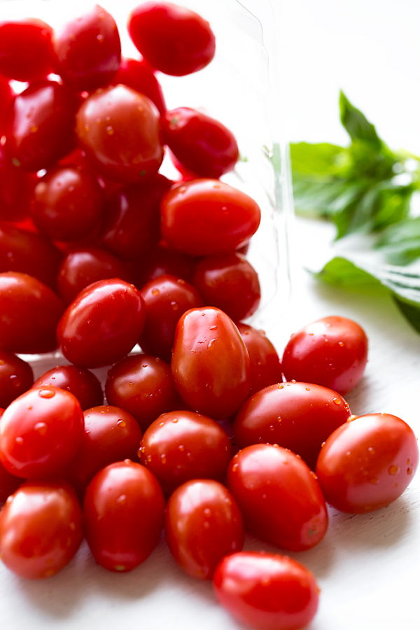 Fish cherry tomatoes for Tomato-Basil Salsa | thecozyapron.com