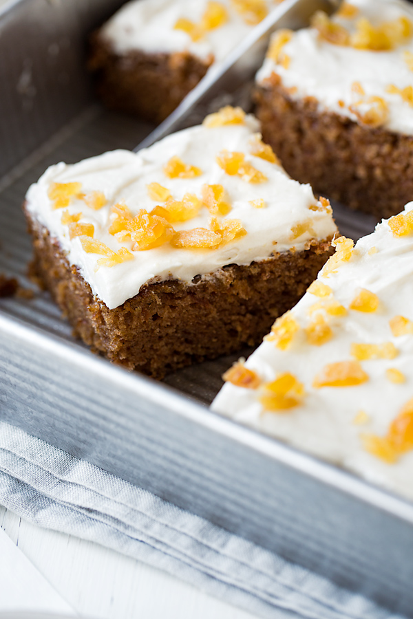 A slice of Chinese Five Spice Cake still in the baking pan | thecozyapron.com