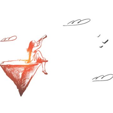 Girl with spyglass in clouds illustration | thecozyapron.com
