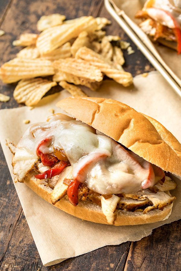 Hot Chicken Cheesesteak with a few chips on the side | thecozyapron.com