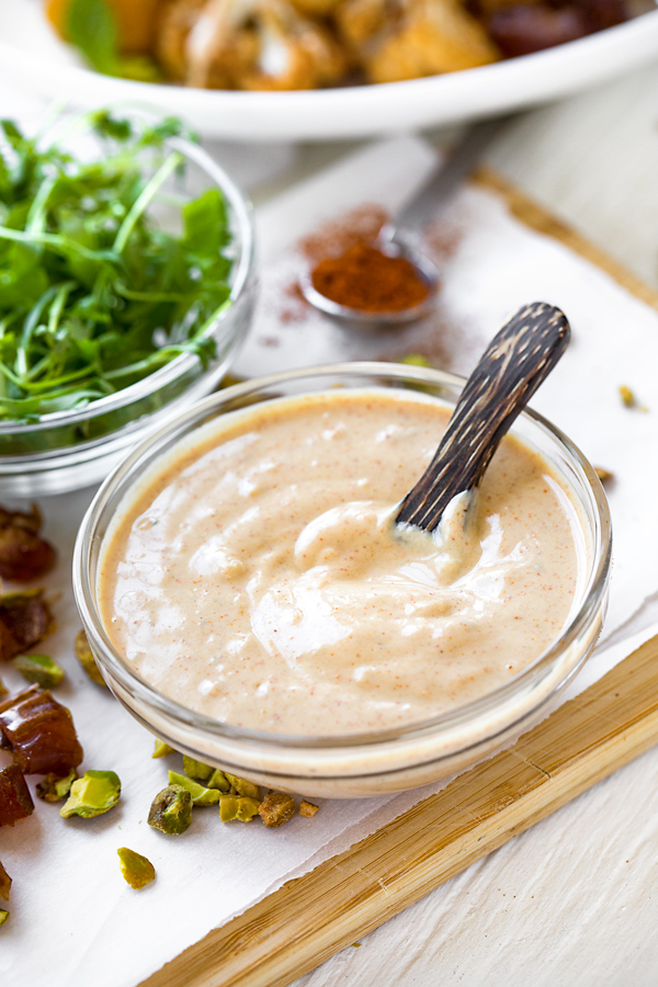 Harissa Tahini Sauce for Roasted Cauliflower | thecozyapron.com