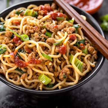 Spicy Pork with Noodles | thecozyapron.com