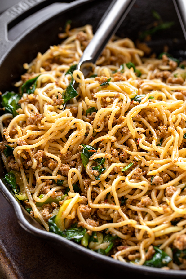 Spicy Pork with Noodles | thecozyapron.com