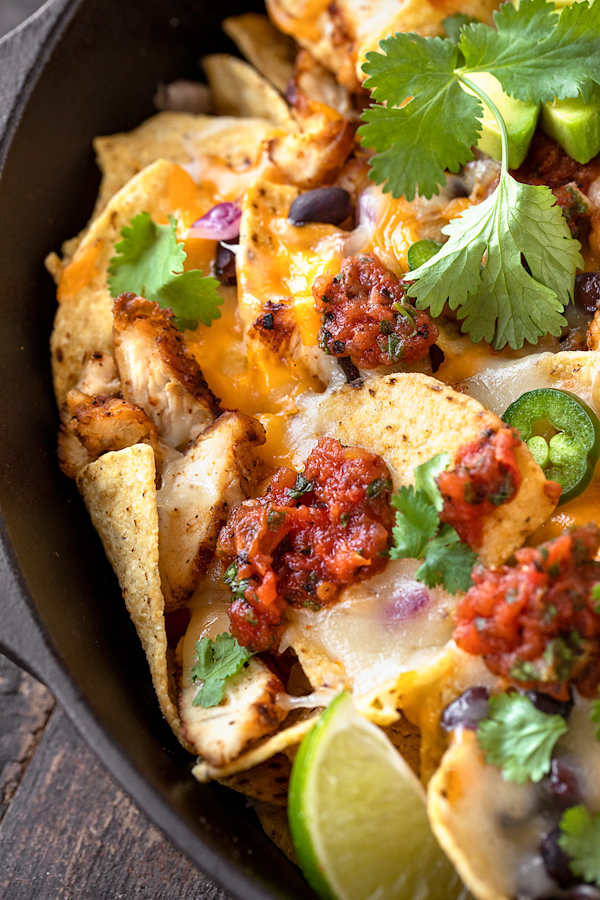 Chicken Nachos with Fire Roasted Tomato Salsa | thecozyapron.com