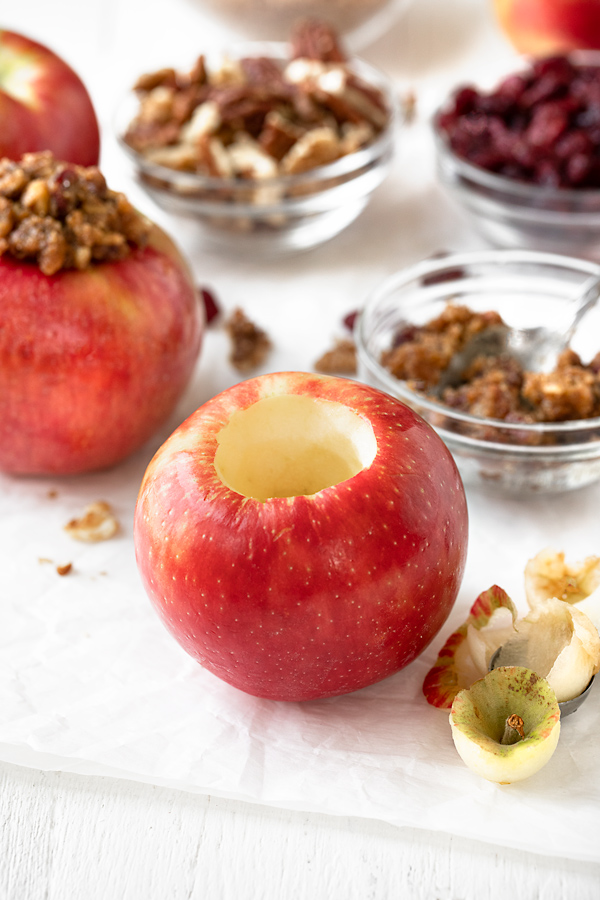 Ingredients for Baked Apples with Cranberry Nut Crumble | thecozyapron.com