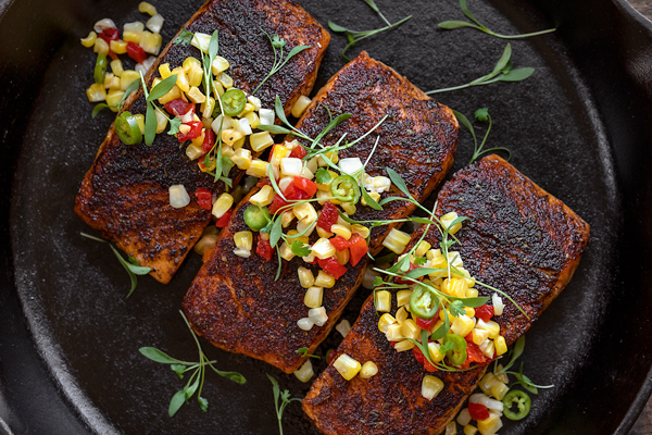 Blackened Salmon with Pickled Corn Relish