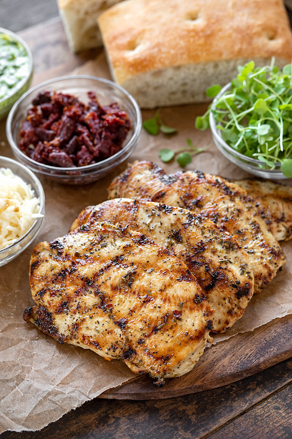 Ingredients for Grilled Chicken Sandwich with Pesto | thecozyapron.com