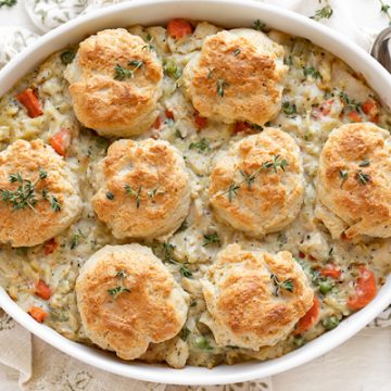 Chicken Pot Pie with Buttery Drop Biscuits | thecozyapron.com