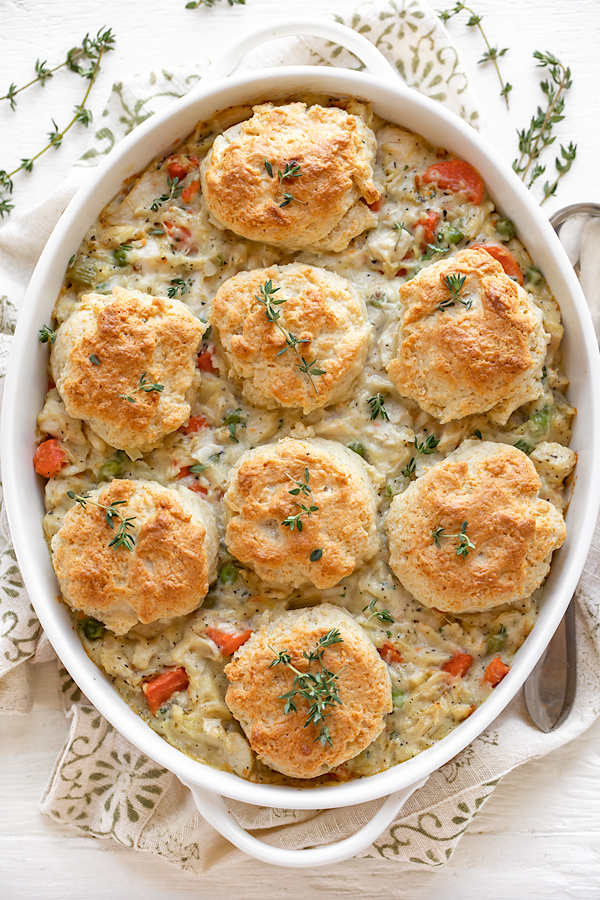 Chicken Pot Pie with Biscuits | thecozyapron.com