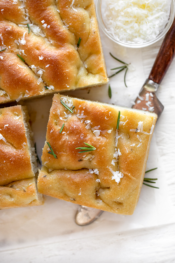 Slice of Focaccia with Rosemary and Garlic | thecozyapron.com