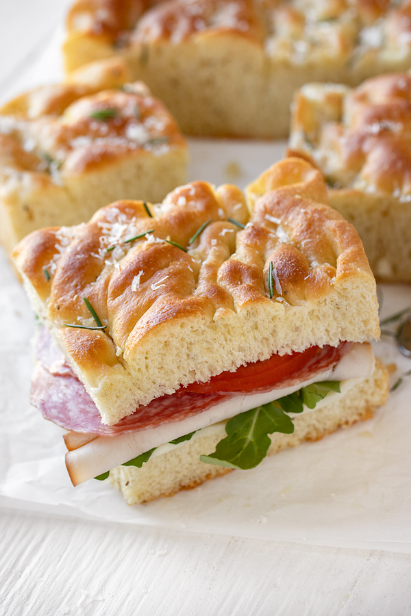 Focaccia Sandwich with Rosemary and Garlic | thecozyapron.com