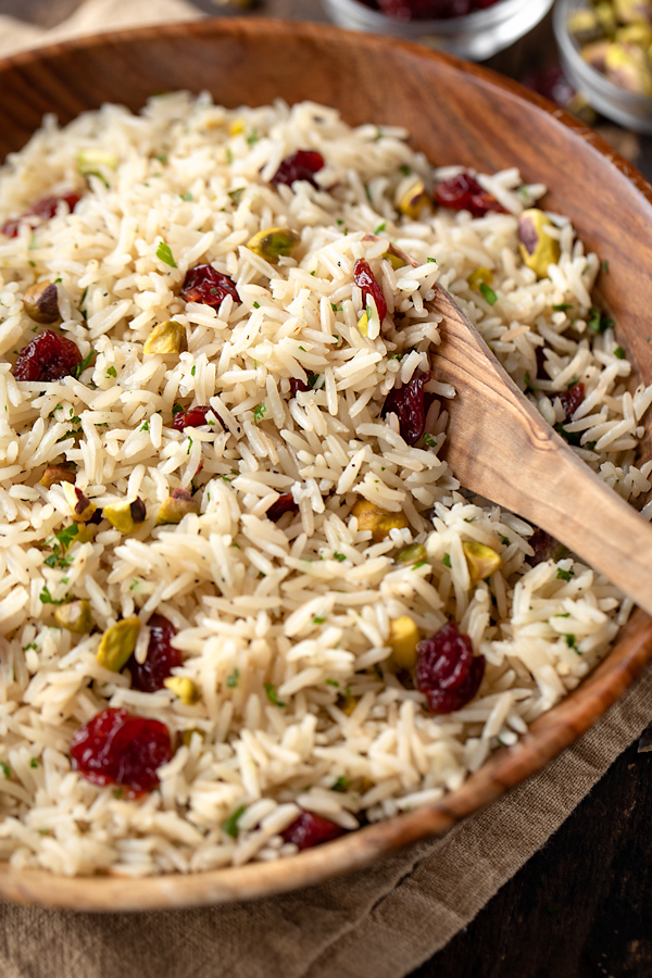 Rice Pilaf with Spoon | thecozyapron.com