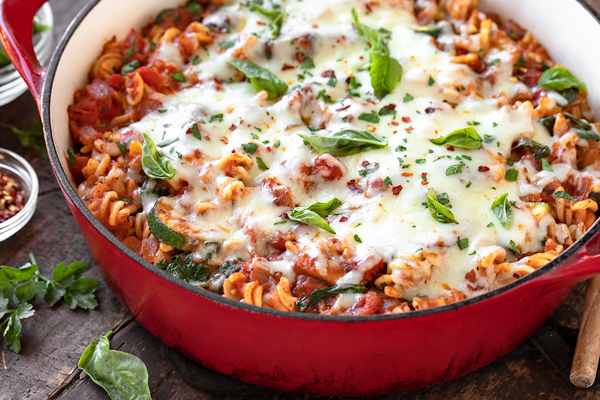 Vegetable Pasta with Mozzarella